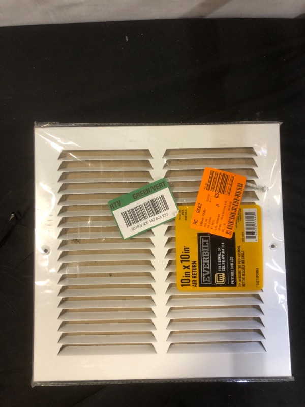 Photo 2 of 10"w X 10"h Steel Return Air Grilles - Sidewall and Ceiling - HVAC Duct Cover, White