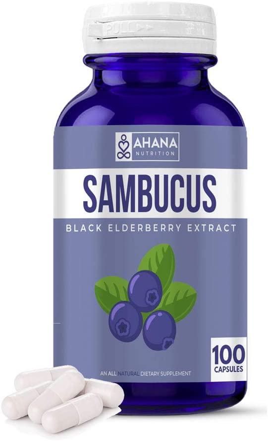 Photo 1 of Ahana Nutrition Elderberry Extract – Natural Sambucus Supplement Capsules 2,000mg Per Serving – Immune System Support (100 Easy to Swallow Capsules)

