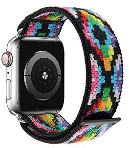 Photo 1 of Huishang Stretchy bands Compatible with Apple Watch Band 38mm 42mm 40mm 44mm Women Men Braided Solo Loop for iWatch Series SE 6 5 3 4 2 1
