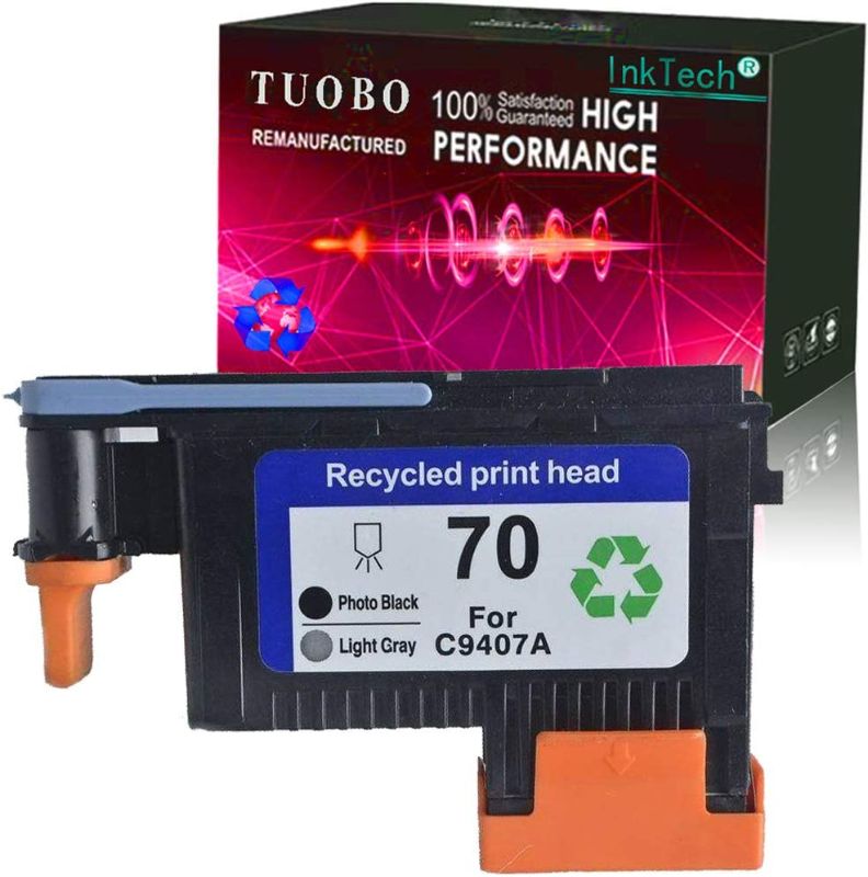 Photo 1 of Tuobo Remanufactured 70 Print Head for 70 C9404A C9405A C9406A C9407A Compatible with Designjet Z2100 Z5200 Z3200 Z3100 Printer (Photo BK/Light Gray)
