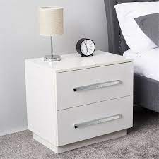 Photo 3 of WOODYHOME Modern High Gloss LED Nightstand, 2 Drawers Bedside End Table w/20 LED Light Mode, Home Bedroom Decor
