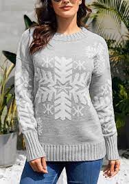 Photo 1 of LookbookStore Women Ugly Christmas Snowflake Grey  Holiday Knit Sweater Pullover XL