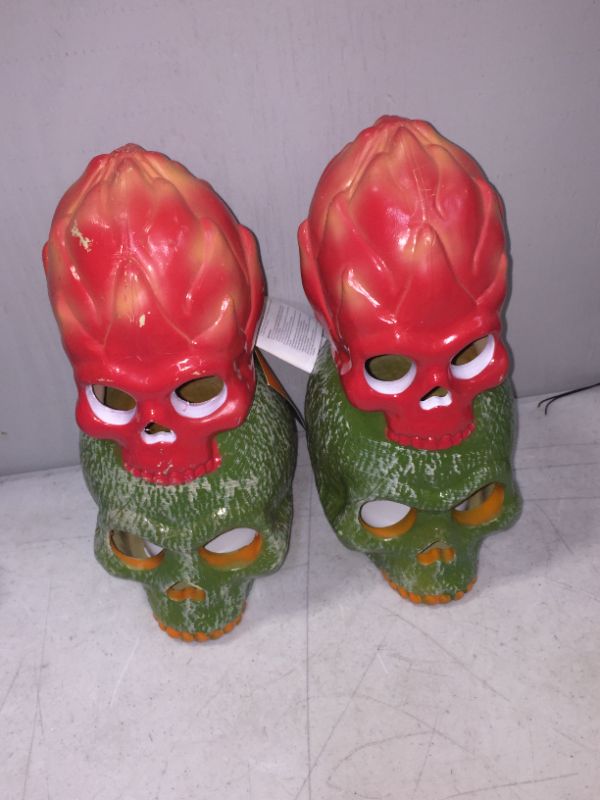 Photo 2 of 2 pack Halloween Light Up Dragon Fruit and Cantaloupe Stacked Halloween Decorative Prop