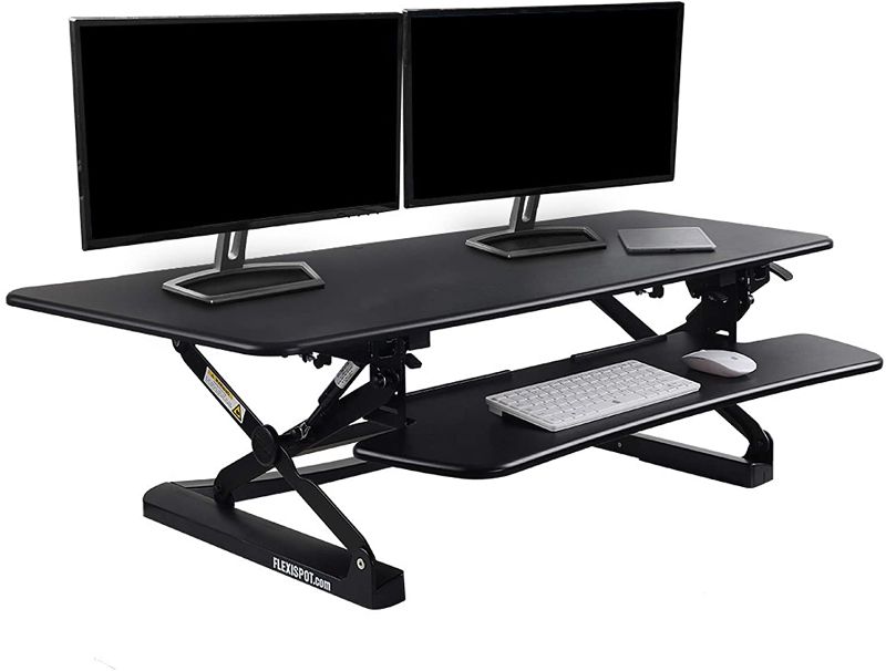 Photo 1 of FLEXISPOT 47" Standing Desk Converter Black Height Adjustable Desk Riser with Quick Release Keyboard Tray (M3B)
