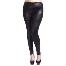 Photo 1 of black leather womens stretch pants size extra large 