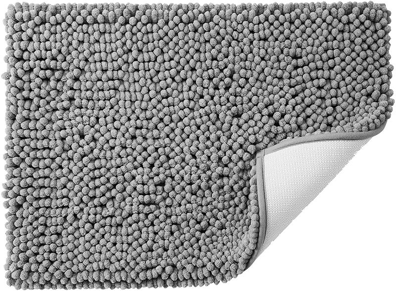 Photo 1 of Herug Luxury Bath Rug Mat Extra Soft and Absorbent Shaggy Rugs for Tub, Shower, and Bath Room 24x18 Grey
