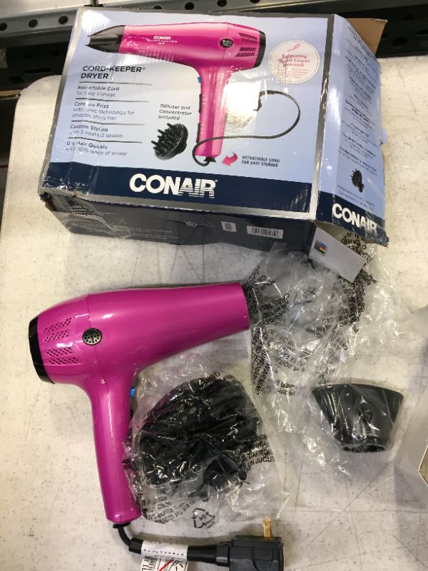 Photo 2 of Conair 1875 Watt Cord-Keeper Hair Dryer; Pink
