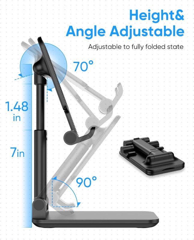 Photo 1 of Adjustable Cell Phone Stand, Foldable Phone Holder Tablet Stand for Desk, Angle Height Adjustable Cell Phone Stand Compatible with Phone 11 Pro Xs Xs Max Xr, iPad Mini,Tablets 2 count 
