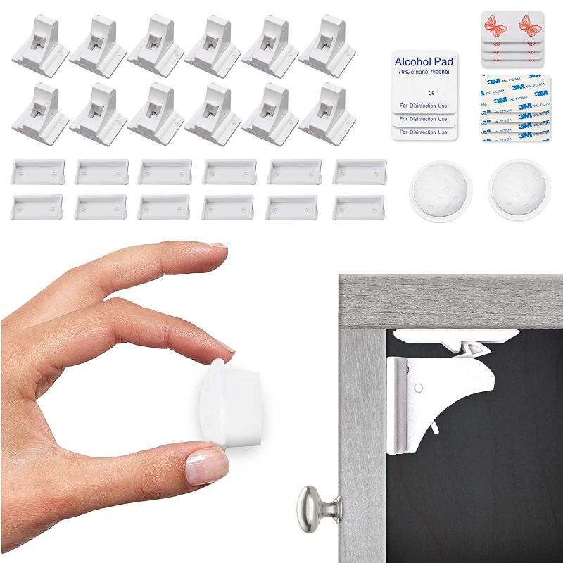 Photo 1 of Eco-Baby Child Safety Magnetic Cabinet and Drawer Locks for Proofing Kitchen 12 Pack Child Latches
