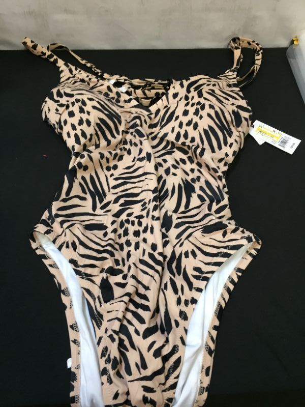 Photo 2 of Womens Double Strap Tie Back Monokini One Piece Swimsuit  Shade  Shore Tan SIZE LARGE