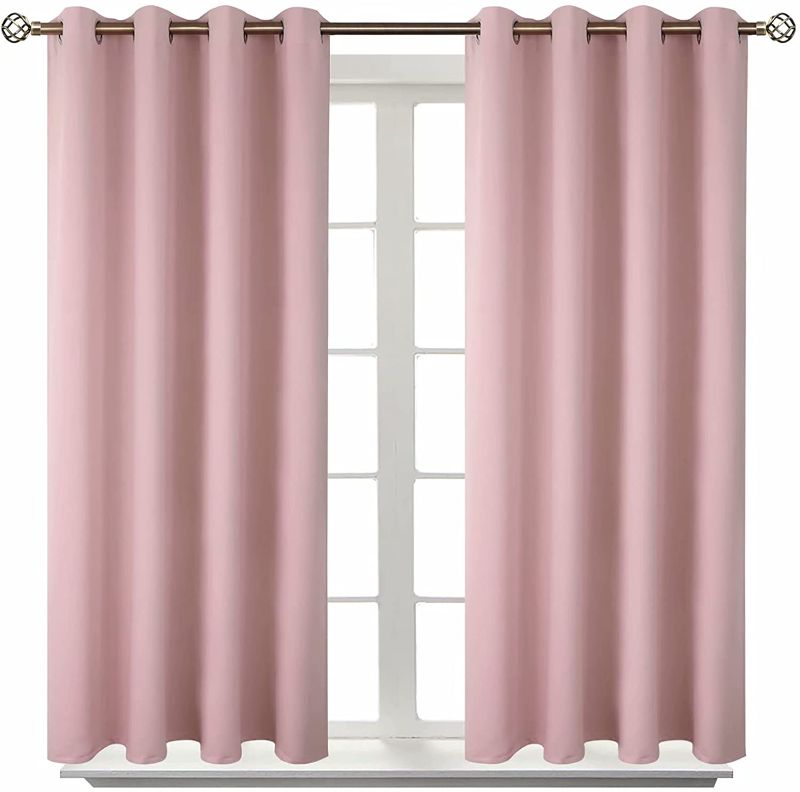 Photo 1 of BGment Blackout Curtains for Living Room - Grommet Thermal Insulated Room Darkening Curtains for Bedroom, 2 Panels of 42 x 84 Inch, Color baby pink 2 Pack 