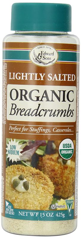 Photo 1 of Edward & Sons Organic Low Sodium Breadcrumbs, Lightly Salted, 15 Ounce Canisters (Pack of 6)---Best By Oct 2021 
