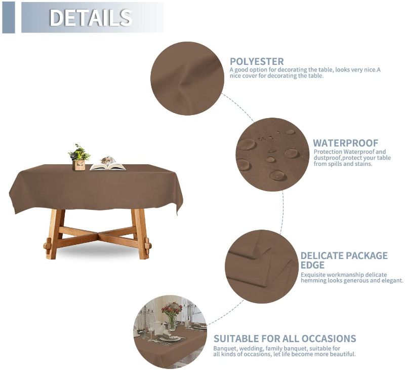 Photo 1 of Easy-Going Brand  Rectangle Waterproof Tablecloth Size 70 inch Round color camel 3 pack 