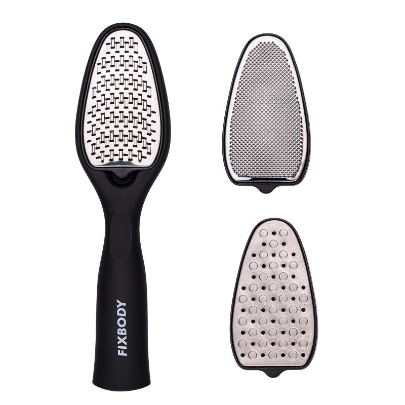 Photo 1 of 2x FIXBODY Professional Pedicure Kit, 3 in 1 Replaceable Stainless Steel Foot Rasp File Callus Remover, Dead Skin, Cracked heels, Feet Scrubber Corn Removal Set
