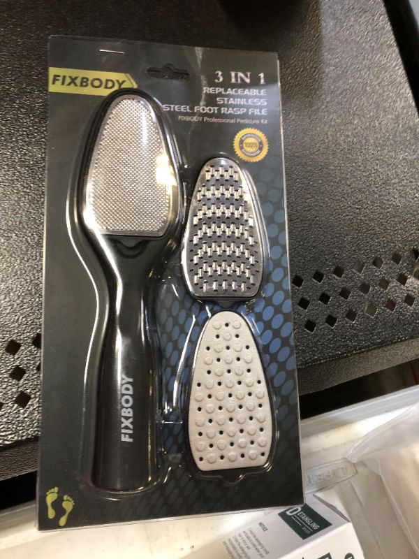 Photo 1 of 2x FIXBODY Professional Pedicure Kit, 3 in 1 Replaceable Stainless Steel Foot Rasp File Callus Remover, Dead Skin, Cracked heels, Feet Scrubber Corn Removal Set
