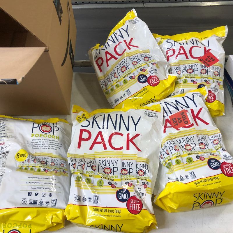 Photo 2 of 5x SkinnyPop White Cheddar Popcorn, Skinny Pack, 6ct, 0.65oz Individual Snack Size Bags, Skinny Pop, Healthy Popcorn Snacks, Gluten Free
