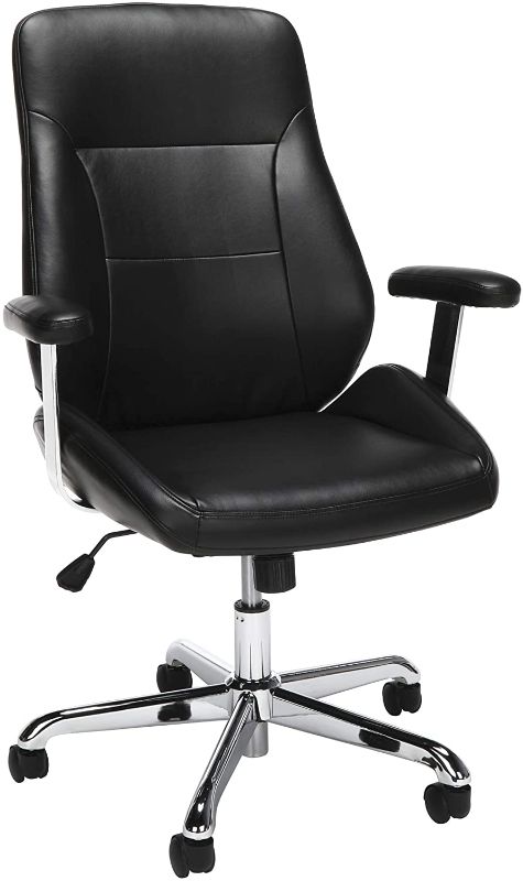 Photo 1 of Sold parts only*--missing legs- Office Chair, Mid Back Leather Task Chair, in Black (730-L-BLK)
