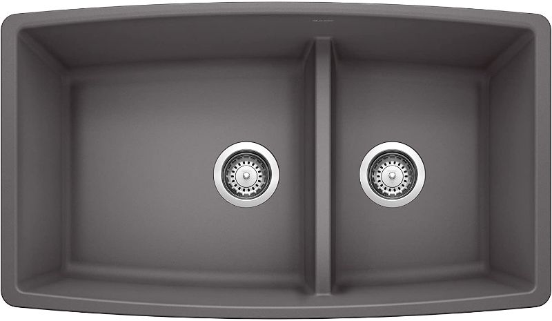 Photo 1 of BLANCO, Cinder 441474 PERFORMA SILGRANIT 60/40 Double Bowl Undermount Kitchen Sink with Low Divide
