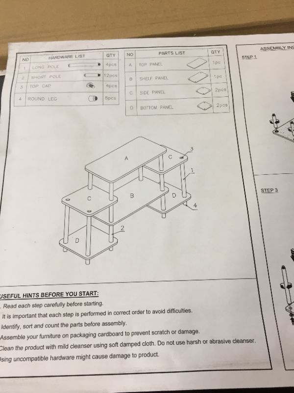 Photo 2 of Furinno Turn-N-Tube No Tools Entertainment TV Stands, Black/Grey & Simple Design Coffee Table, Espresso
