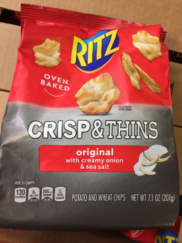 Photo 3 of --PACK OF 12 --Ritz Crisp & Thins Sea Salt Potato And Wheat Chips - 7.1oz  EXP. JULY 6 2021
