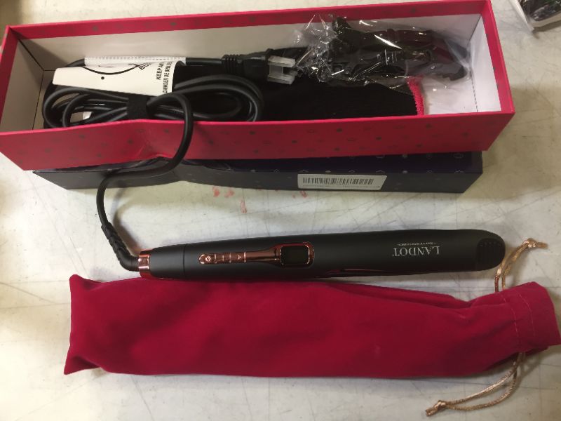 Photo 1 of LANDOT Hair Straightener and Curler 2 in 1, Twist Straightening Curling Iron, Professional Negative Ion Flat Iron with Adjustable Temp for All Hair Types, Instant Heating, Dual Voltage
