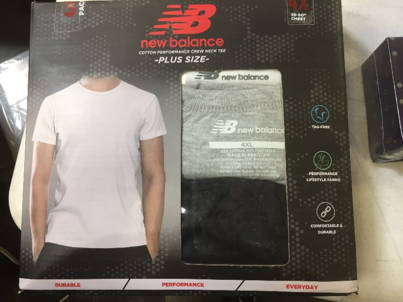 Photo 1 of Men's Performance Cotton Crew Neck Tee Big & Tall-3Pack, 4X-Large, Black/White/Grey
