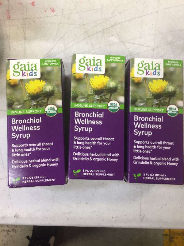 Photo 1 of Gaia Kids Bronchial Wellness Alcohol-Free Liquid, Lemon, 3 Fl Oz Exp Mar-30-22 3 Pack 
