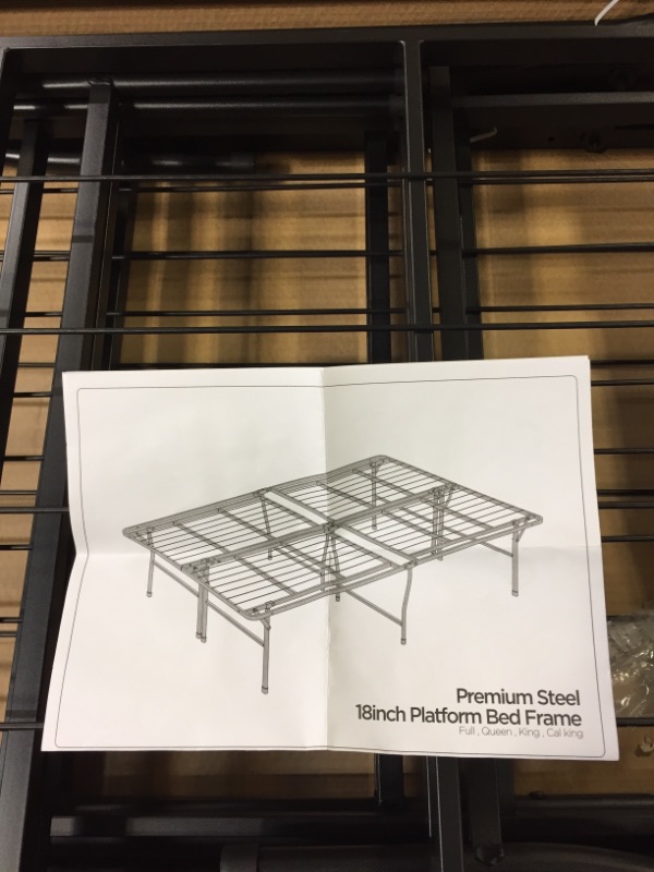 Photo 3 of 18 Inch Metal Platform Beds w/ Heavy Duty Steel Slat Mattress Foundation (No Box Spring Needed), Black