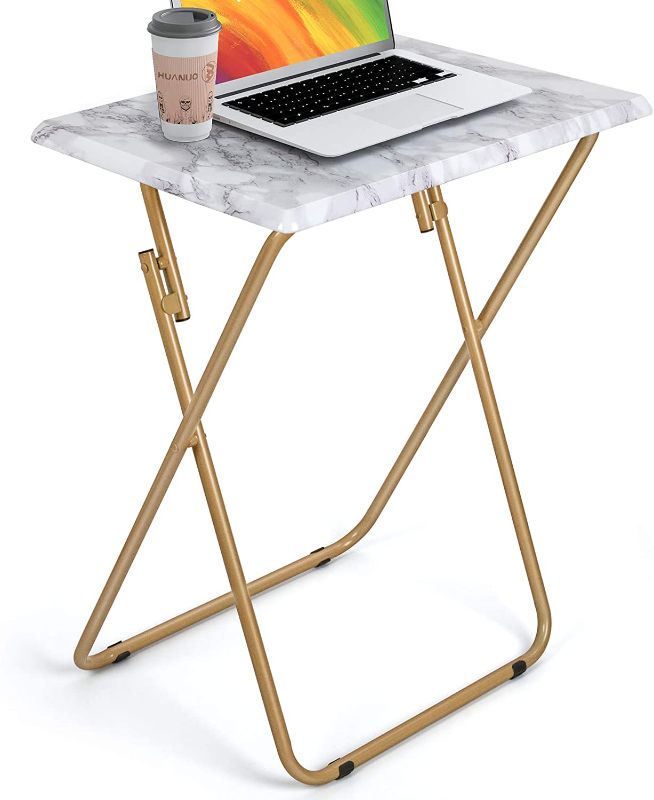 Photo 1 of HUANUO Folding TV Tray Table -Stable Tray Table with No Assembly Required, TV Dinner Tray for Eating, Foldable Snack Tables for Bed & Sofa (Marbling)
