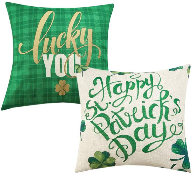 Photo 1 of 2 PACK
Anickal St Patricks Day Pillow Covers 18x18 Inch for St Patricks Day Decorations Happy St Patricks Day Green Shamrock Clover Lucky You Set of 2 Decorative Throw Pillow Case for Home Farmhouse Decor

