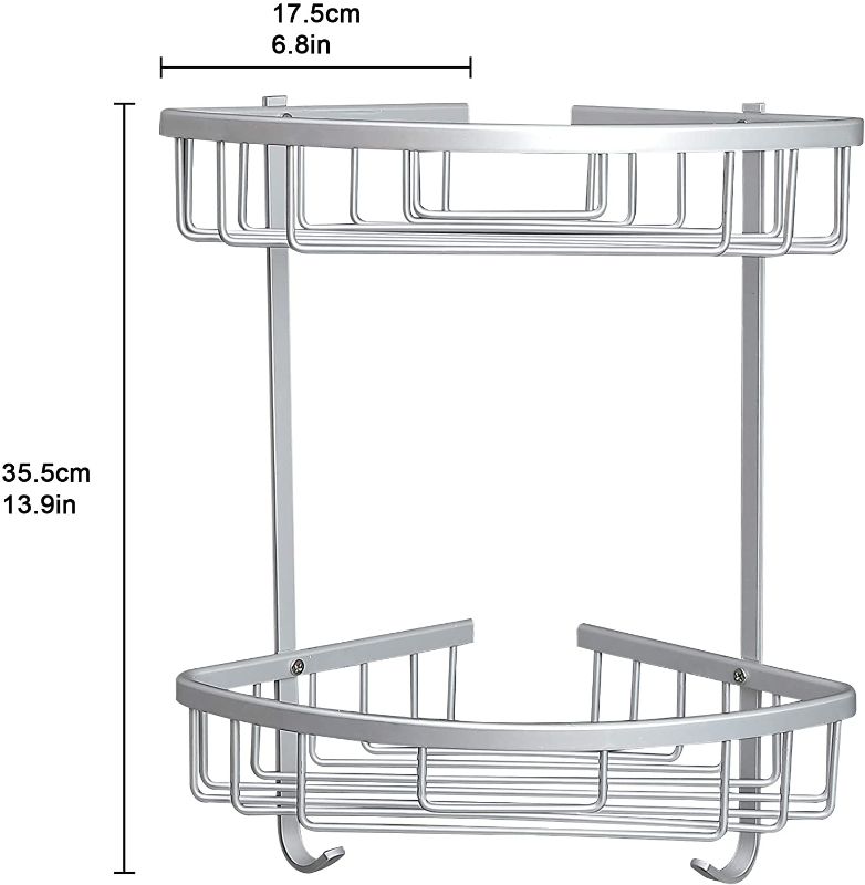 Photo 1 of TRUSTLIFE Corner Shower Caddy, No Drilling Bathroom Shelf Wall Mounted Aluminum, Storage Rack for Toilet, Kitchen and Dorm 2 Tier Silver