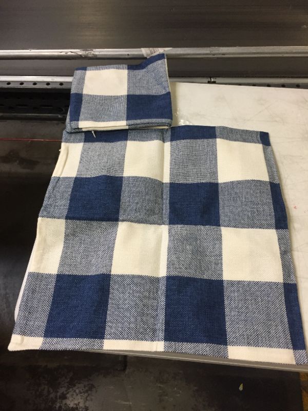 Photo 2 of AG03-Navy blue white plaid pillow covers 17 x17