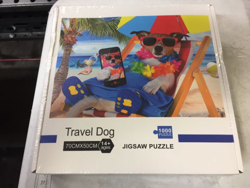 Photo 1 of 1000 PIECE TRAVEL DOG JIGSAW PUZZLE