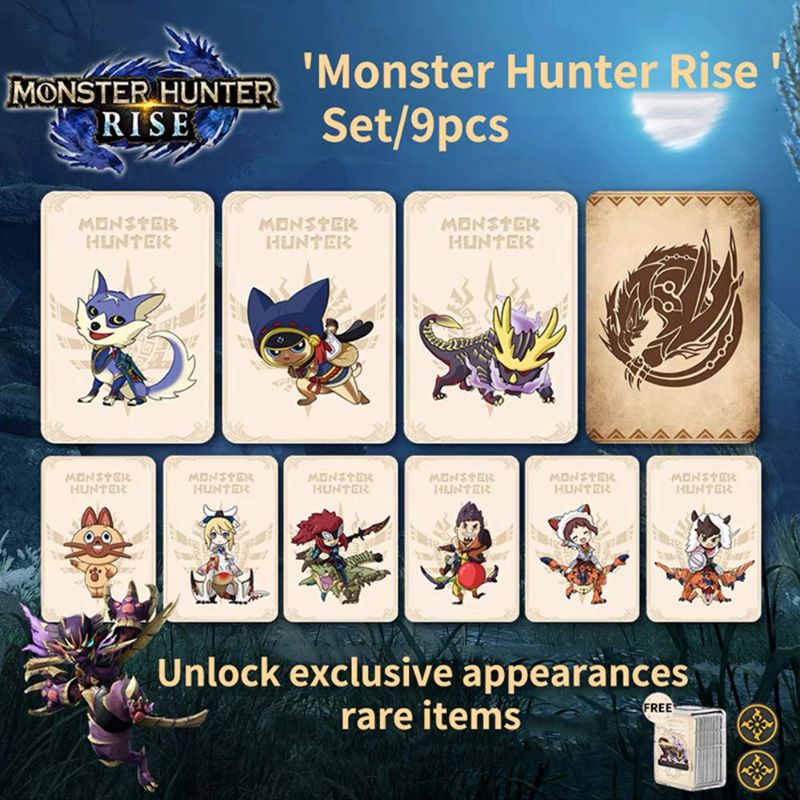 Photo 1 of 9-Pcs Monster Hunter Stories 2 Amiibo Cards, Resent Tiger Dragon Ailu Cat NFC Card Compatible with Switch/Switch Lite/New 3DS
