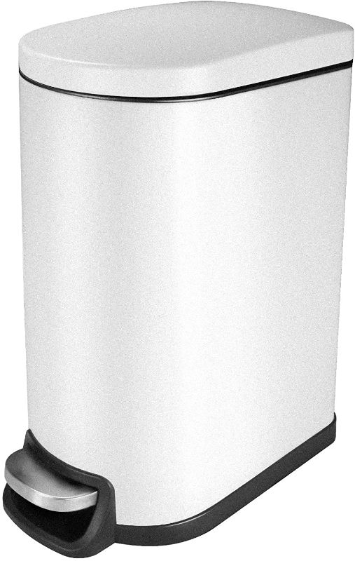 Photo 1 of CLTEC 10 Liter/2.6Gal Small Bathroom Trash Can with Lid Soft Close and Removable Inner Wastebasket, Slim Garbage Can, Step Trash Can for Bedroom Office Kids Room, Anti-Fingerprint Matte Finish, White
