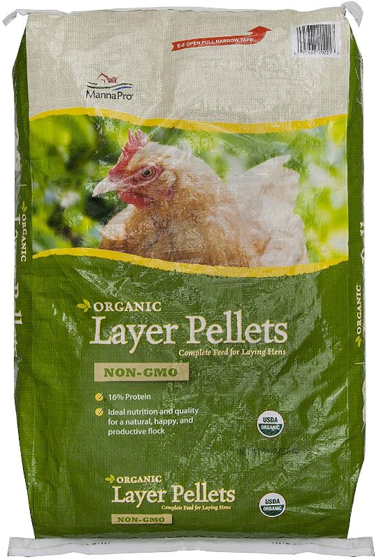 Photo 1 of Manna Pro Layer Pellets for Chickens | Non-GMO & Organic High Protein Feed for Laying 
 Hens - ASSUMED EXPIRATION DATE MAY/29/2021
