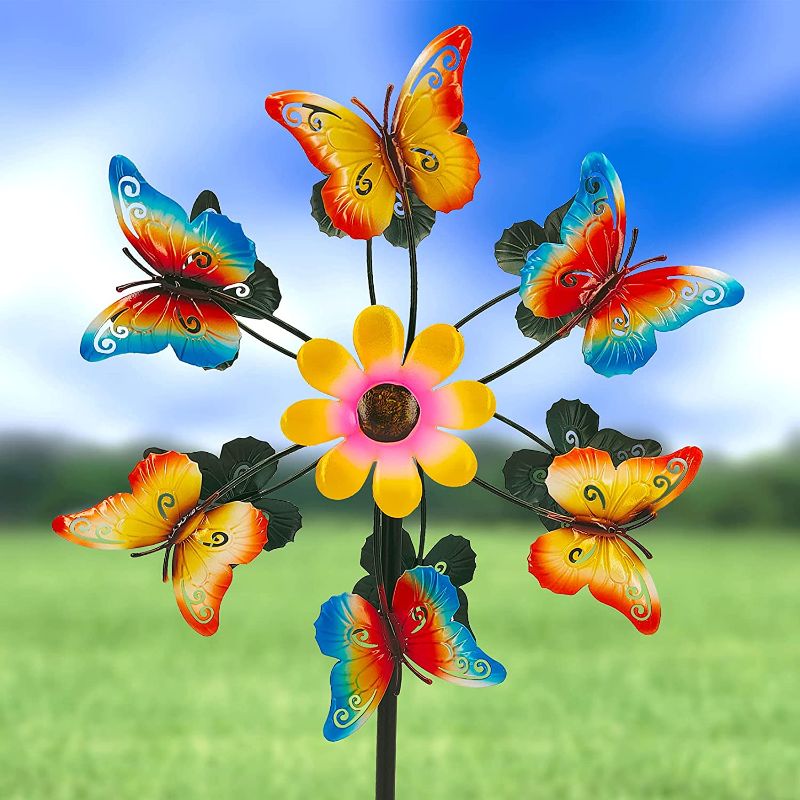 Photo 1 of 
TT & MM Kinetic Wind Spinner with Stake, Cute Colorful Butterfly Outdoor Metal Wind Spinner