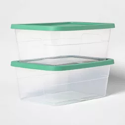 Photo 1 of 16qt Sweater Box 2pk Lid Crisp Green - Room Essentials™
