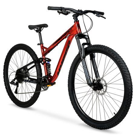 Photo 1 of Hyper 29" Explorer Men''s Dual Suspension Mountain Bike, Red HANDLE BAR ORIENTATION NEEDS TO BE FIXED, FRONT BRAKES DO NOT WORK/MISSING 
