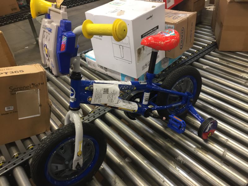 Photo 1 of 12" Nickelodeon Paw Patrol Chase Bicycle, Blue. SCUFFS SCRAPES AND DIRTY, HORN DOES NOT PLAY SOUND 
