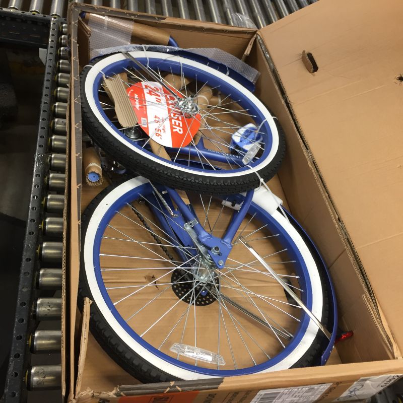 Photo 3 of Huffy 24 Cranbrook Womens Comfort Cruiser Bike, Periwinkle Blue - DANGED FRONT RIM & FRONT FORK
