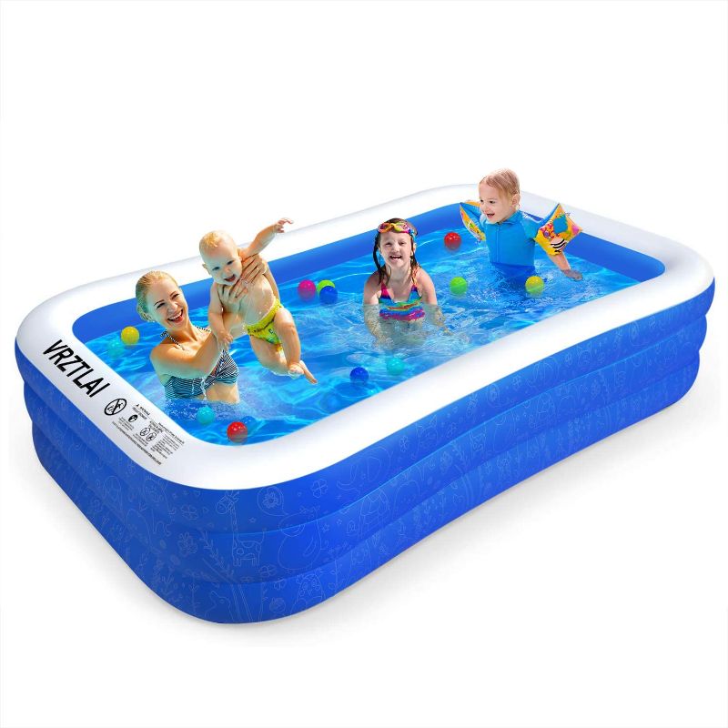 Photo 1 of VRZTLAI Family Inflatable Swimming Pool, 118" X 72" X 22" Inflatable Lounge Pool for Kiddie, Kids, Adults, Infant, Toddlers, Easy Set Swimming Pool for Garden, Backyard, Outdoor Summer Water Party
