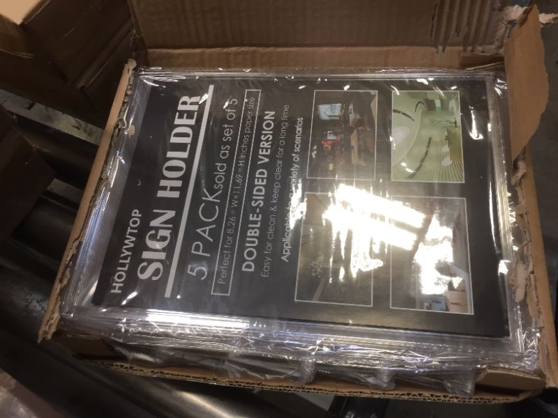 Photo 1 of 2 PACKS OF 5 (10 TOTAL) . HOLLYWTOP Double Sided Sign Holder A4 (297×210MM/8.26"×11.69") Clear Durable Plastic Display Stand, Ad Menu Photo Frame Table Tent Great for Hospital, Hotel, School, Restaurant, Bar 
