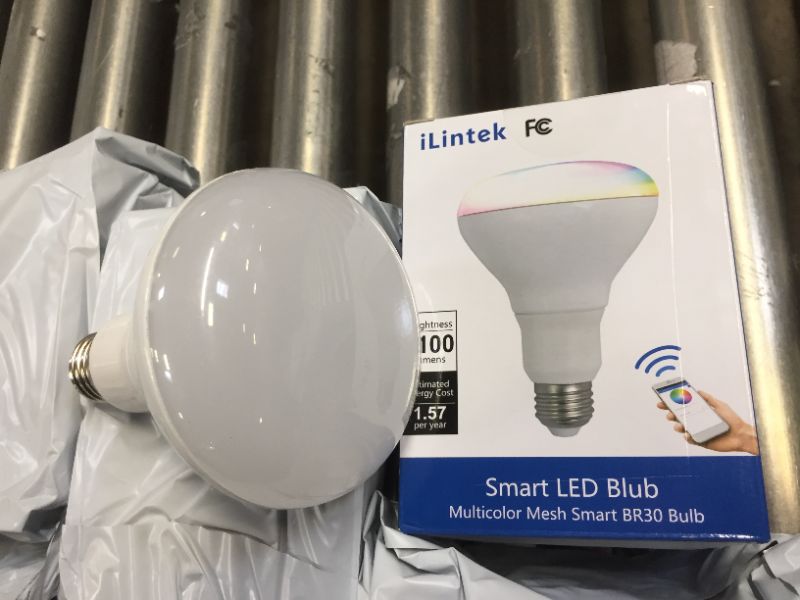 Photo 2 of 2 PACK, Bluetooth Smart LED Light Bulb BR30, iLintek App Controlled Dimmable, Multicolored, Sunrise Wake Up,RGB Music Sync, Timing Function 13w Energy Saving Led Bulb (No Hub Required) - 80w Equivalent
