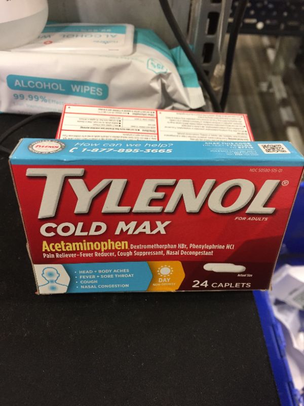 Photo 2 of 3 PACK, EXP 8/21 Tylenol Cold Max Daytime Non-Drowsy Cold and Flu Relief, 24 ct