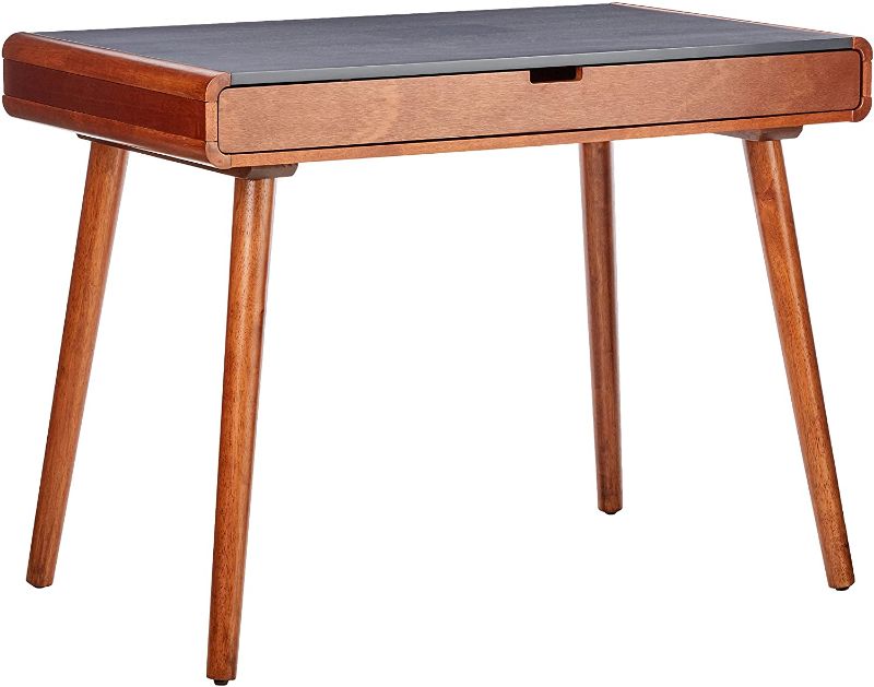 Photo 1 of Christopher Knight Home Peninah Mid-Century Rubberwood Writing Desk, Charcoal Grey / Medium Brown
