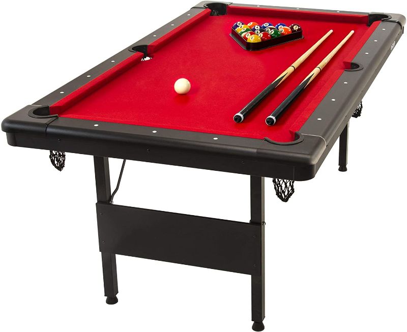 Photo 1 of GoSports 6ft or 7ft Billiards Table - Portable Pool Table - Includes Full Set of Balls, 2 Cue Sticks, Chalk, and Felt Brush; Choose Your Size and Color
