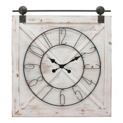 Photo 2 of FirsTime & Co.® Farmstead Barn Door Wall Clock, Whitewash/Metallic Gray/Black