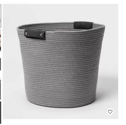 Photo 1 of 17'' Coiled Rope Tapered Basket Gray - Threshold™
