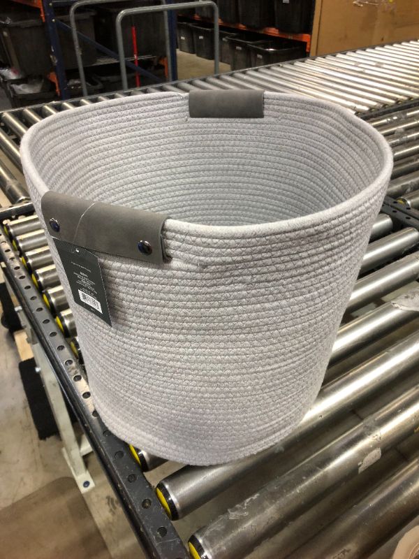 Photo 2 of 17'' Coiled Rope Tapered Basket Gray - Threshold™
